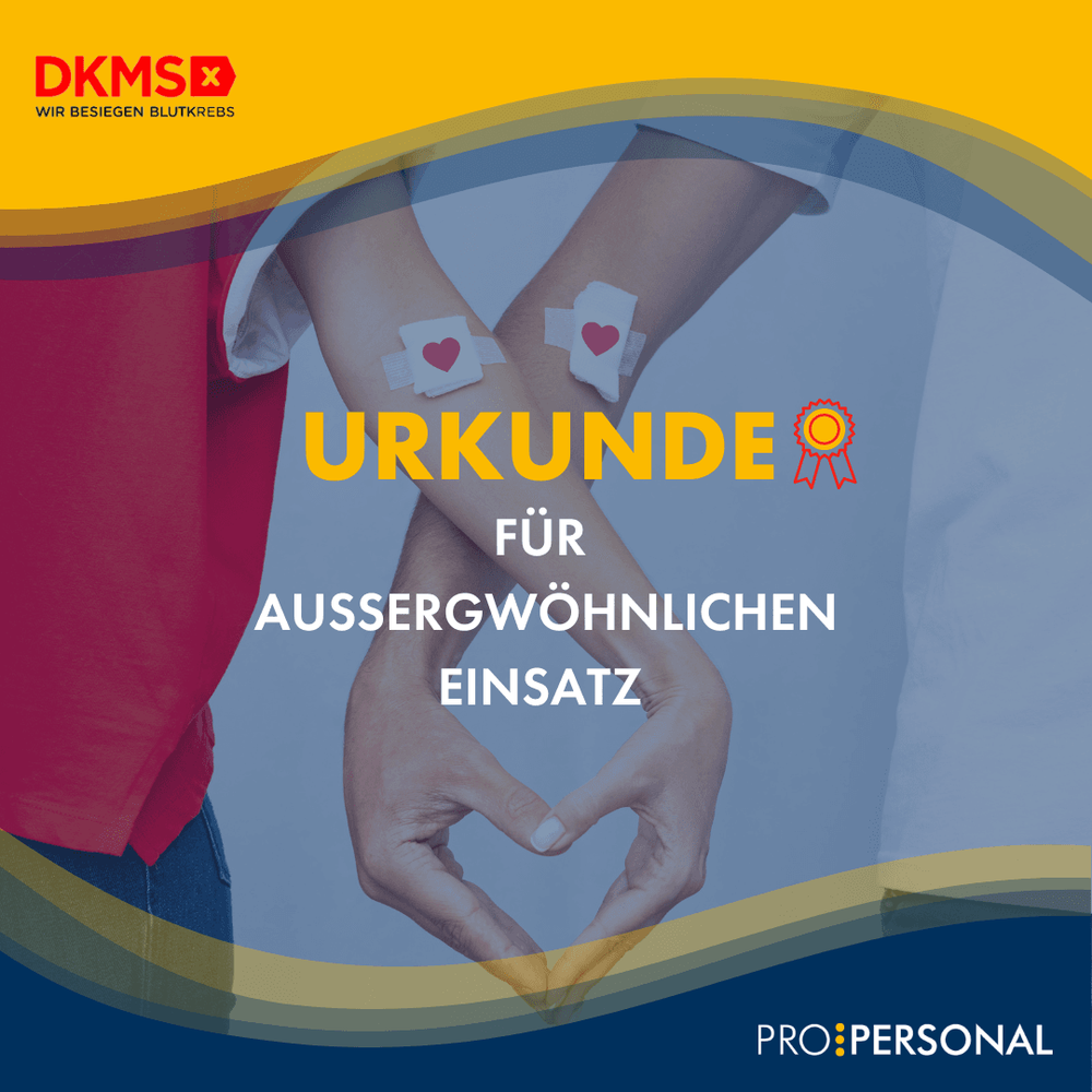 DKMS - Urkunde für außergewöhnlichen Einsatz